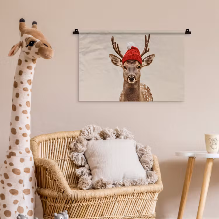 Wandkleed - Hert - Kerst - Muts - Dieren - Winter - Grappig — 5