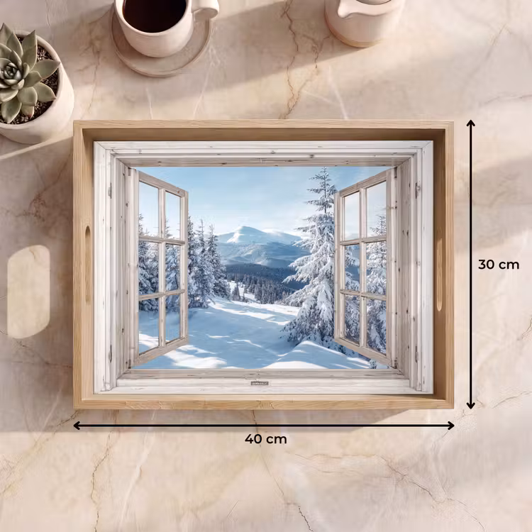 Dienblad - Doorkijk - Winter - Landschap - Natuur - Berg - Bomen - Wit — 9