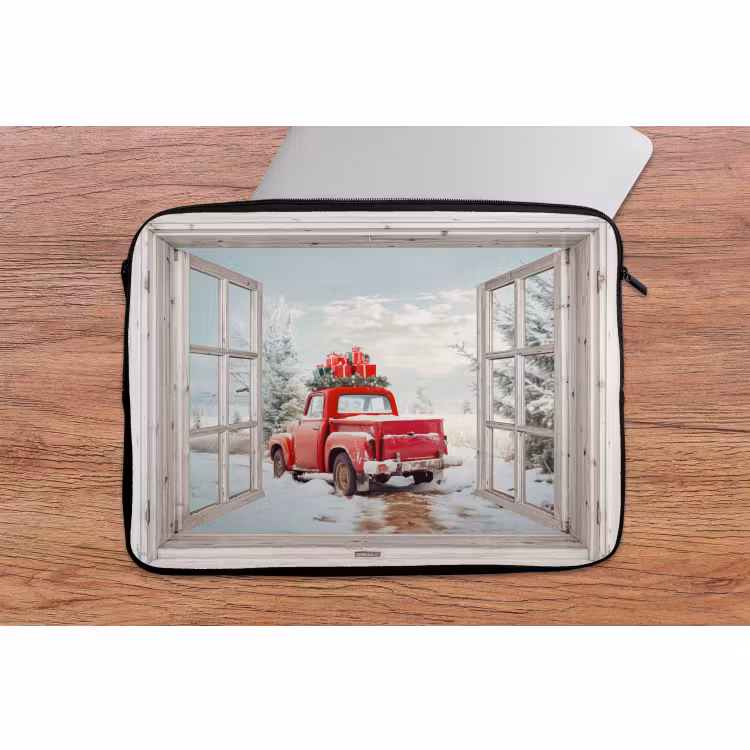 Laptophoes - Auto - Rood - Cadeaus - Winter - Kerst - Doorkijk - Wit — 2