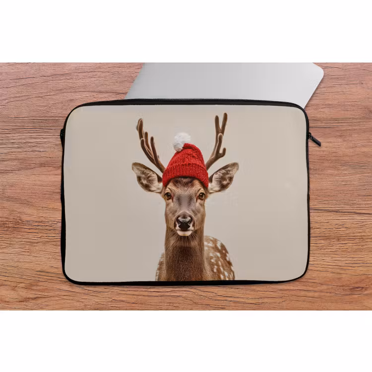 Laptophoes - Hert - Kerst - Muts - Dieren - Winter - Grappig — 2