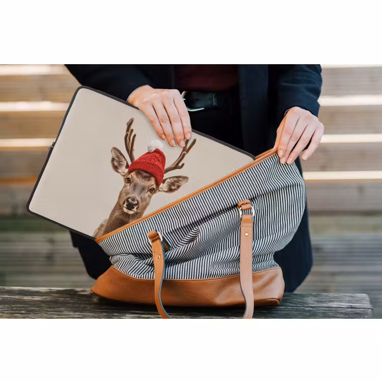 Laptophoes - Hert - Kerst - Muts - Dieren - Winter - Grappig — 4