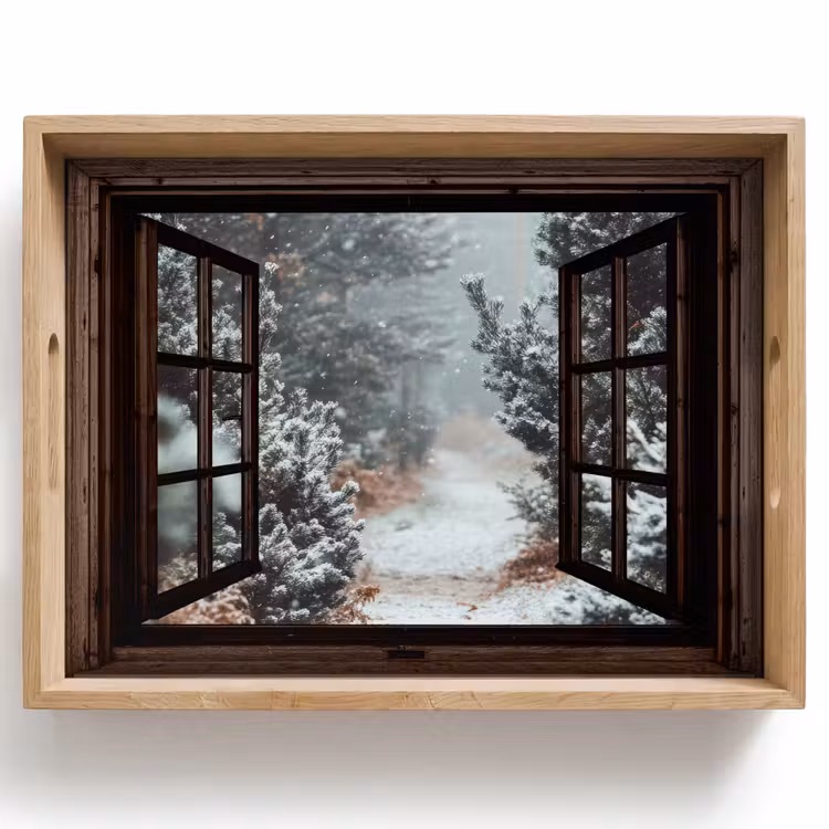 Dienblad - Bos - Winter - Bomen - Natuur - Pad - Doorkijk — 1