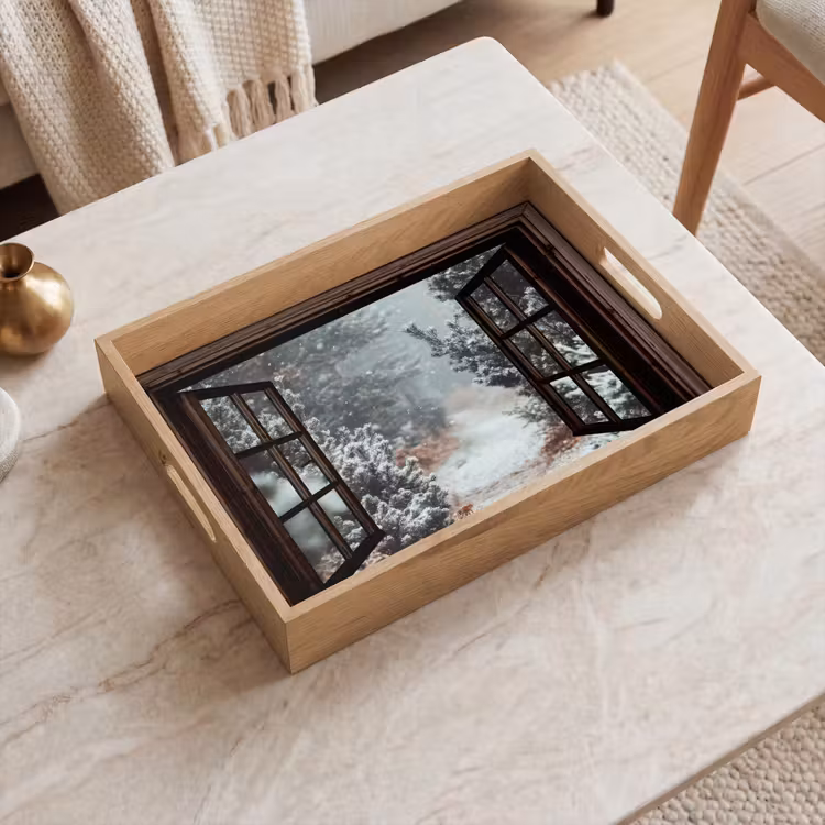 Dienblad - Bos - Winter - Bomen - Natuur - Pad - Doorkijk — 2