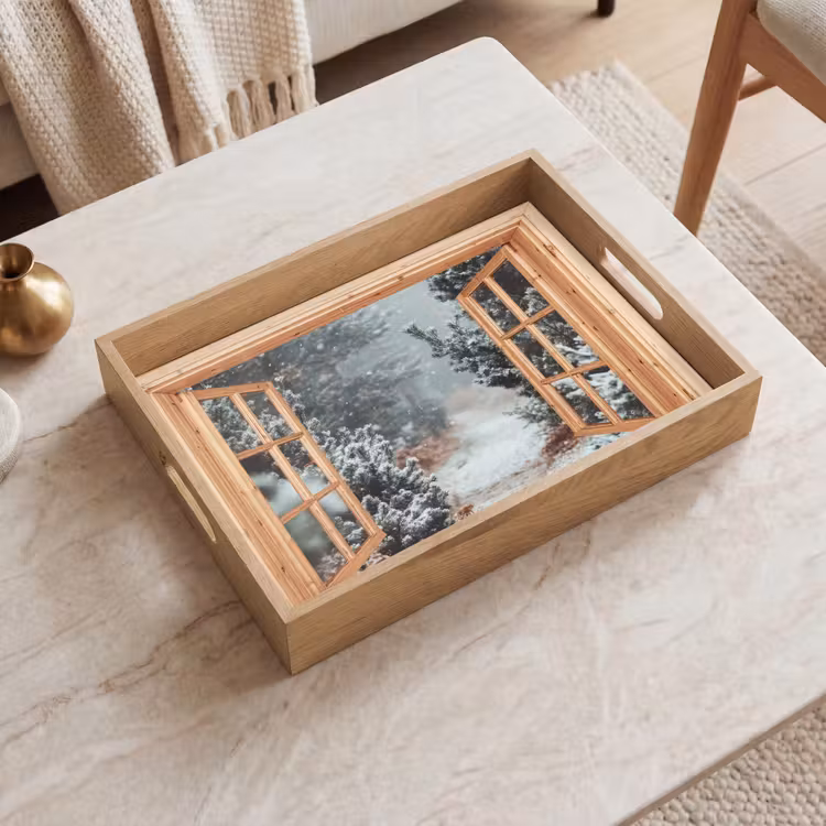 Dienblad - Bos - Winter - Bomen - Natuur - Pad - Doorkijk — 2