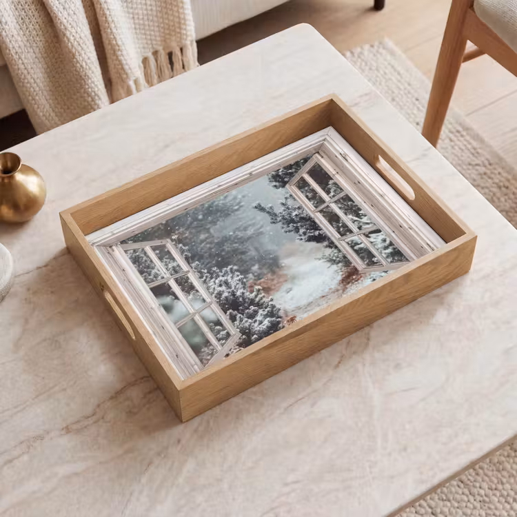 Dienblad - Bos - Winter - Bomen - Natuur - Pad - Doorkijk - Wit — 2