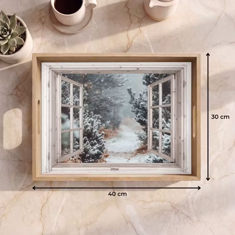 Dienblad - Bos - Winter - Bomen - Natuur - Pad - Doorkijk - Wit — 9