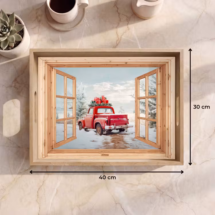 Dienblad - Doorkijk - Auto - Kerst - Cadeaus - Winter - Landschap — 9