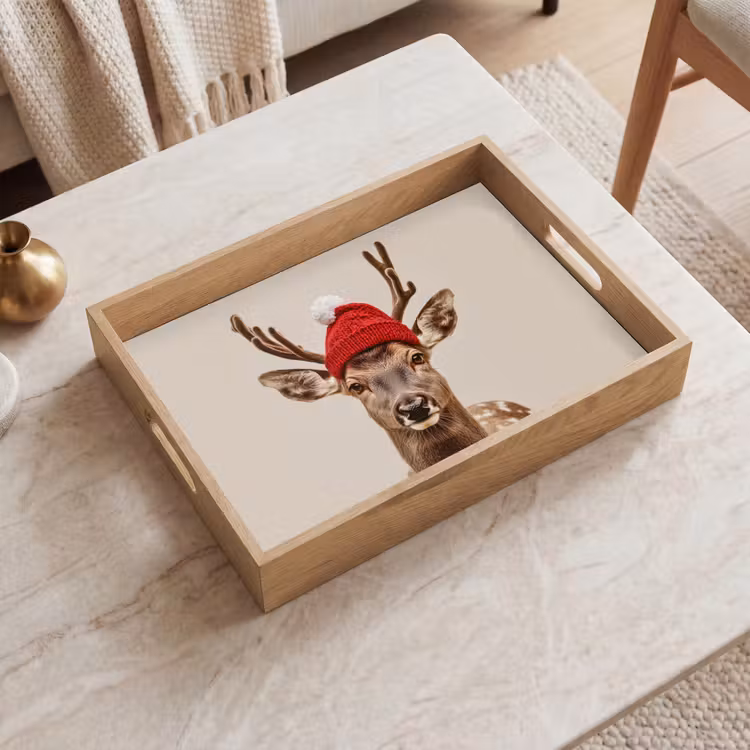 Dienblad - Hert - Kerst - Muts - Dieren - Winter - Grappig — 2