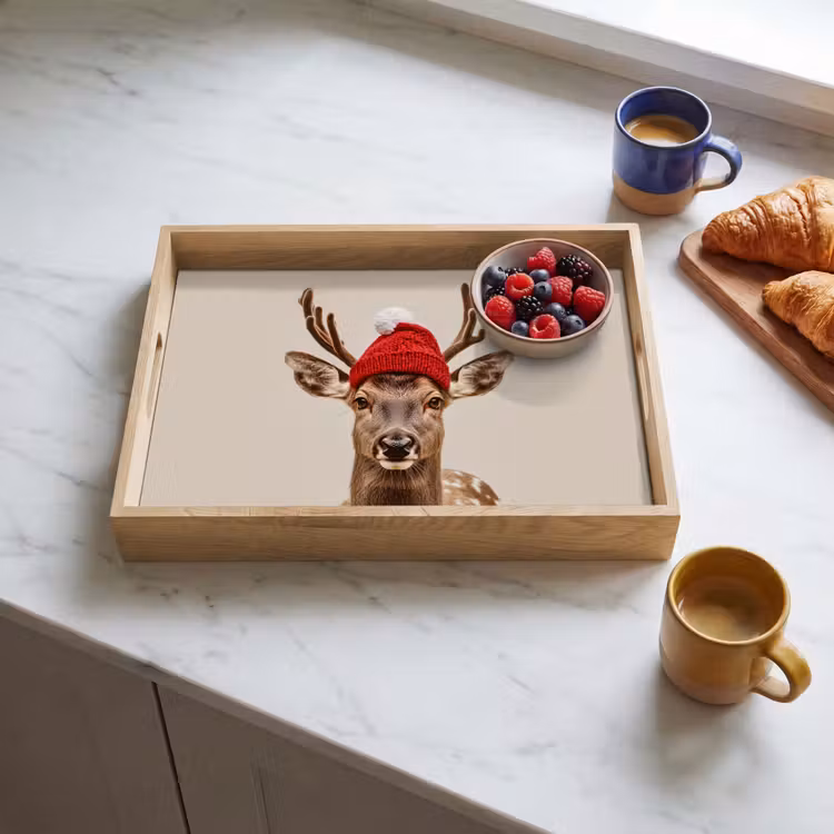 Dienblad - Hert - Kerst - Muts - Dieren - Winter - Grappig — 4