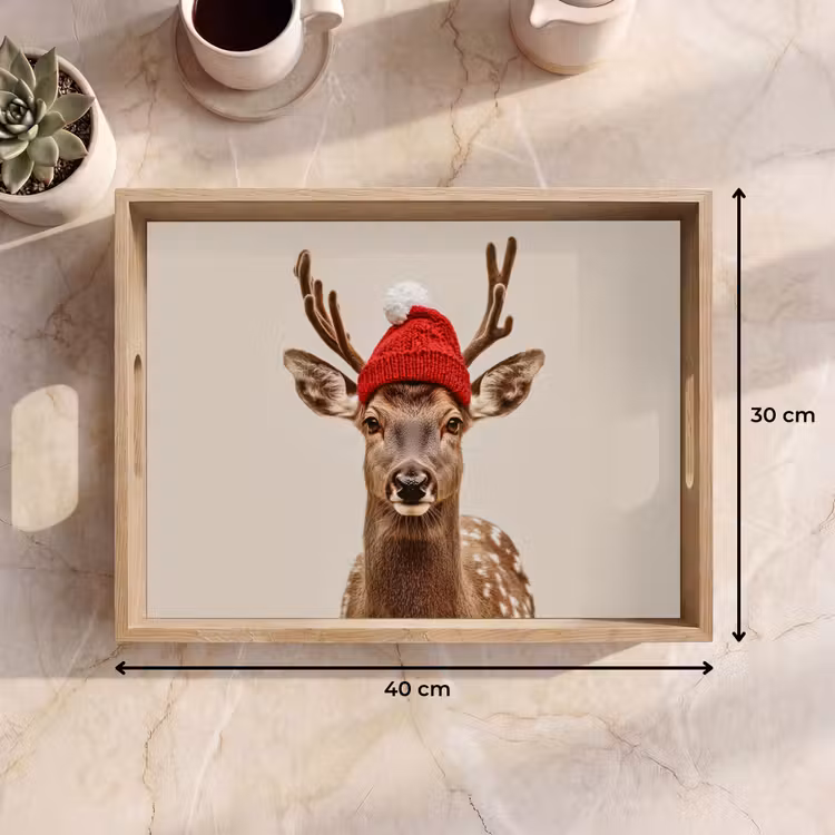 Dienblad - Hert - Kerst - Muts - Dieren - Winter - Grappig — 9