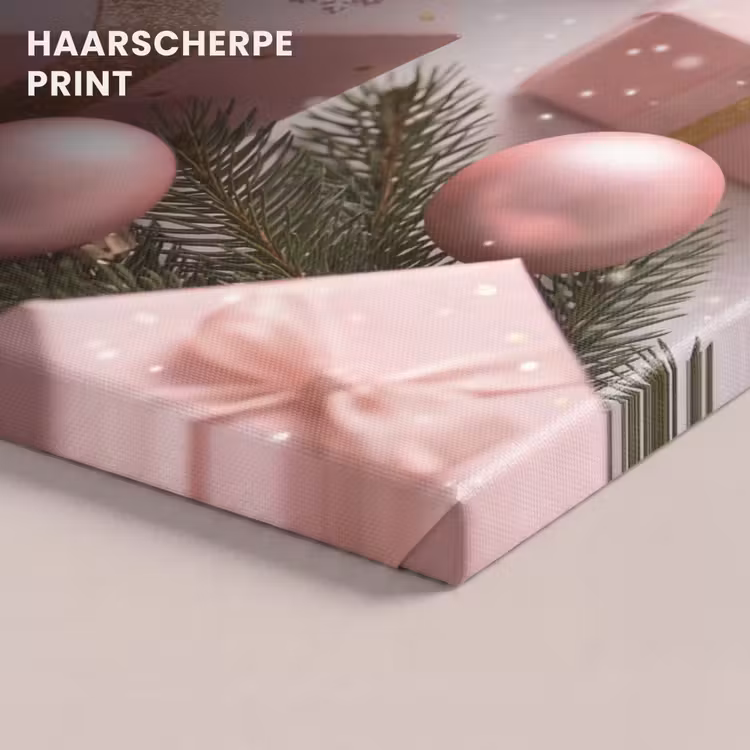 Canvas schilderij - Cadeau - Kerst - Roze — 5