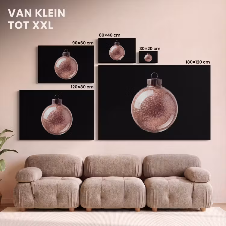 Canvas schilderij - Kerstbal - Roségoud - Kerst — 8