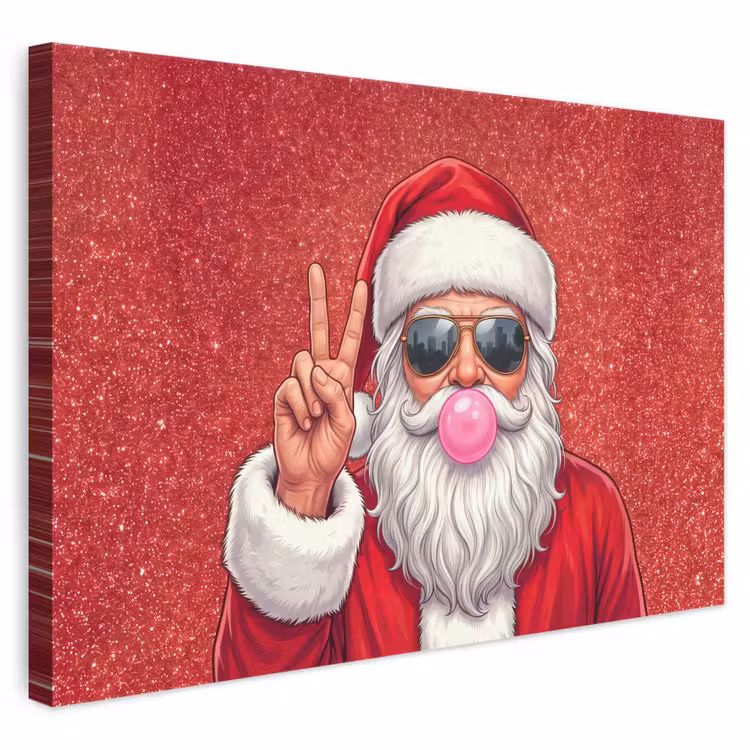 Canvas schilderij - Kerstman - Zonnebril - Kerst — 1