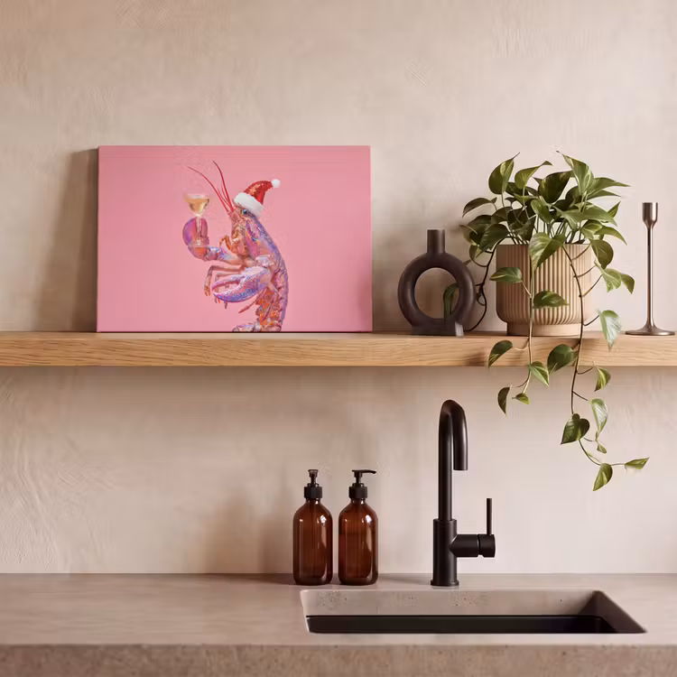 Canvas schilderij - Kreeft - Kerst - Roze — 4