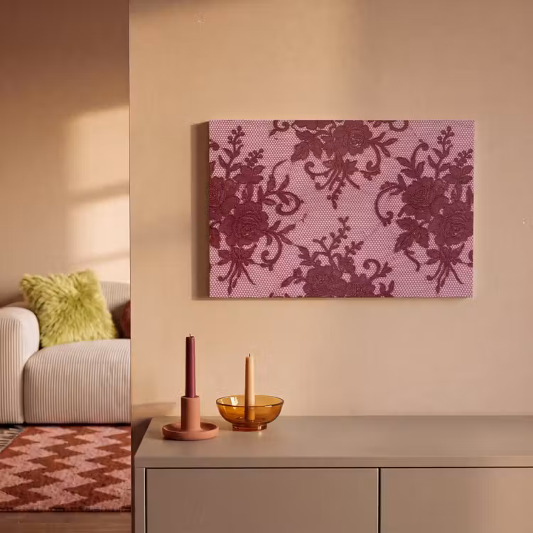 Canvas schilderij - Bordeauxrood kant patroon — 2