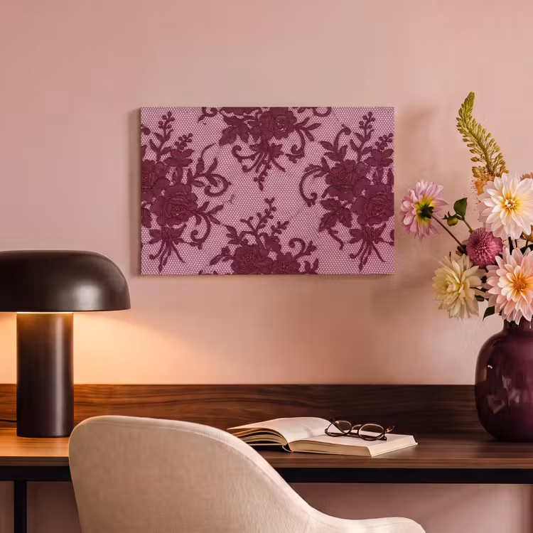 Canvas schilderij - Bordeauxrood kant patroon — 6