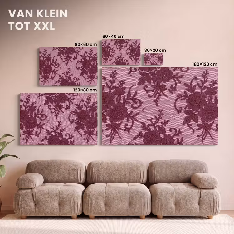 Canvas schilderij - Bordeauxrood kant patroon — 8