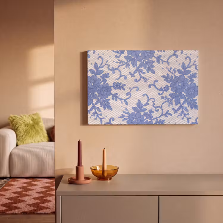 Canvas schilderij - Kant - Bloemen - Blauw — 2