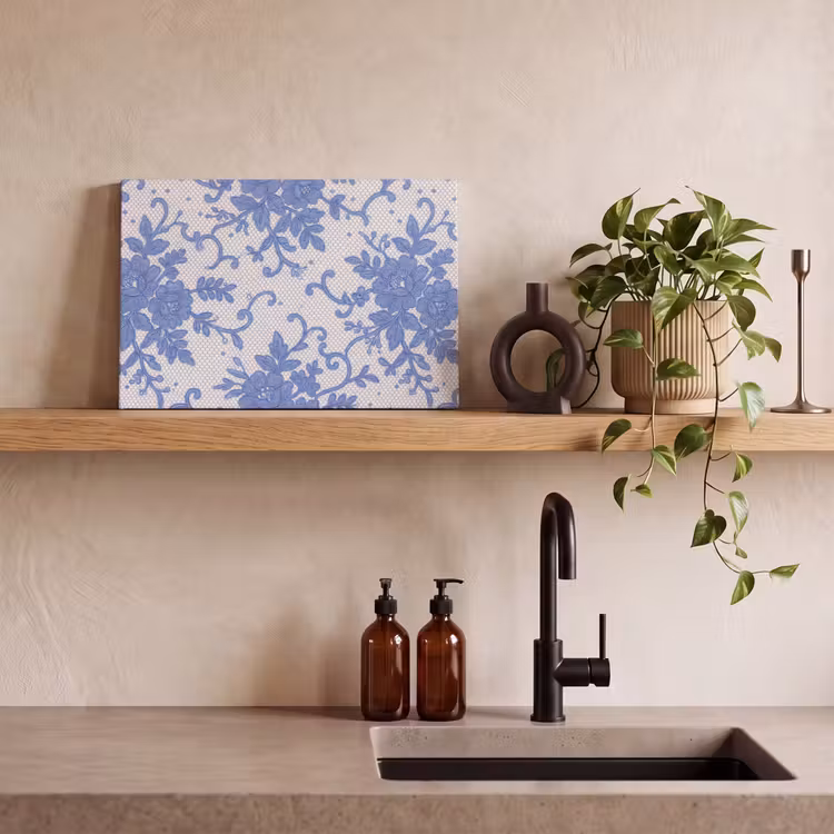 Canvas schilderij - Kant - Bloemen - Blauw — 4