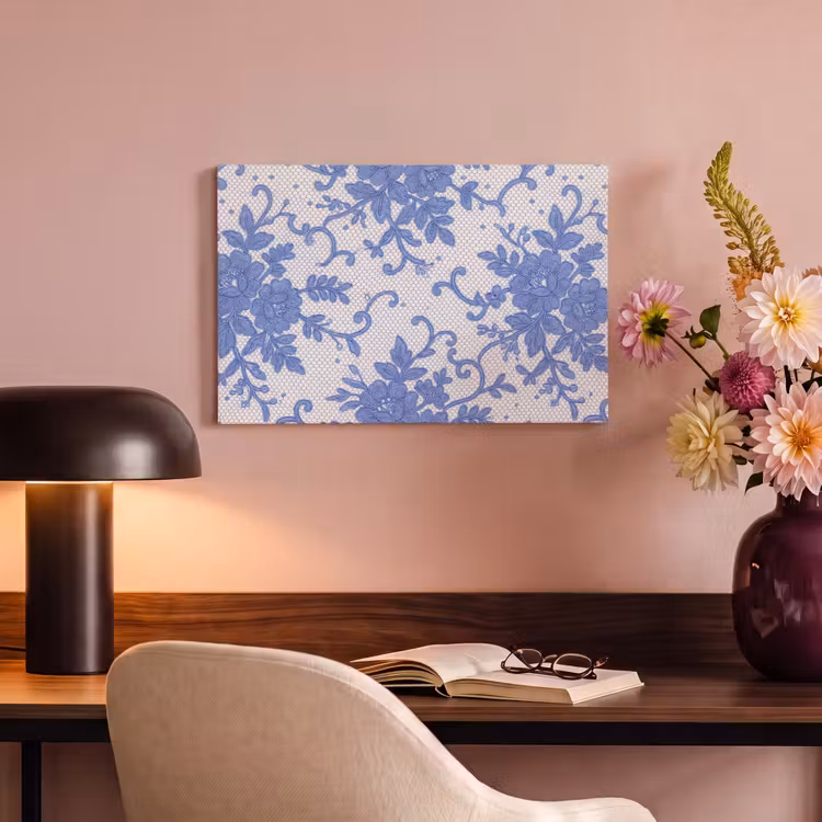 Canvas schilderij - Kant - Bloemen - Blauw — 6