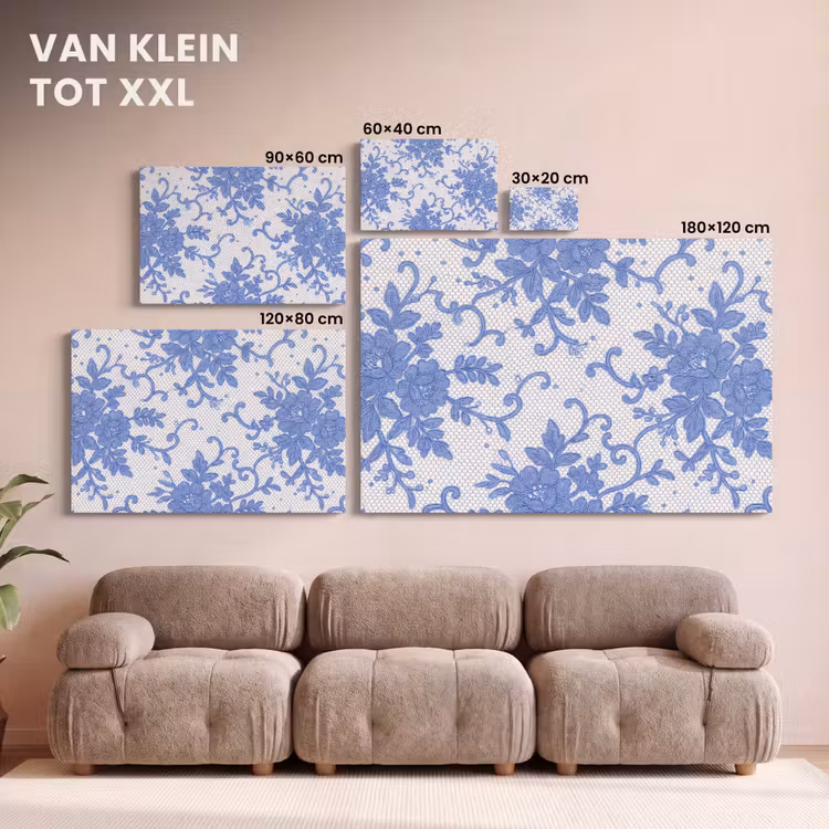 Canvas schilderij - Kant - Bloemen - Blauw — 8