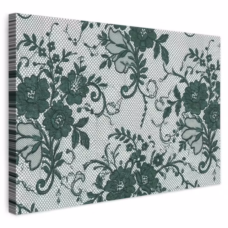 Canvas schilderij - Kant - Bloemen - Groen — 1