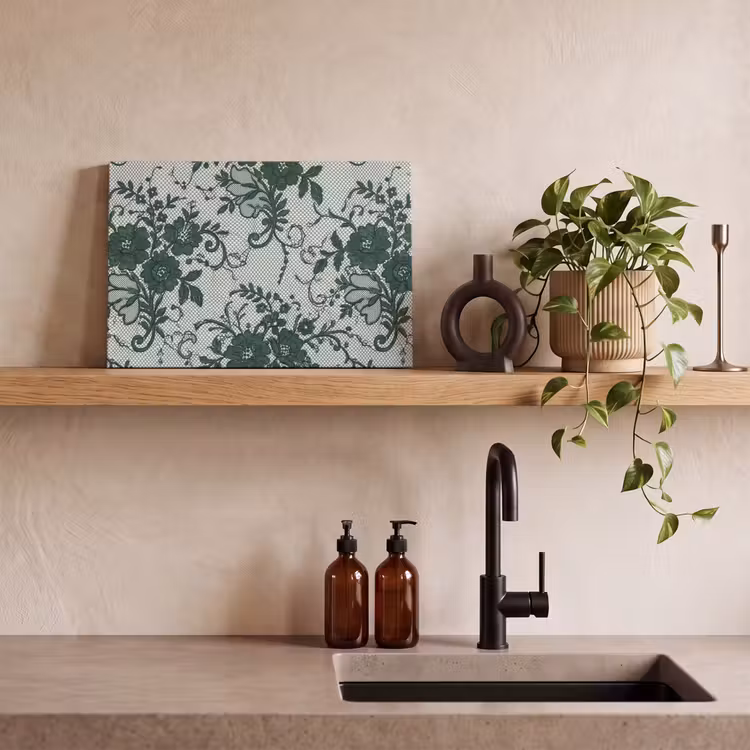Canvas schilderij - Kant - Bloemen - Groen — 4