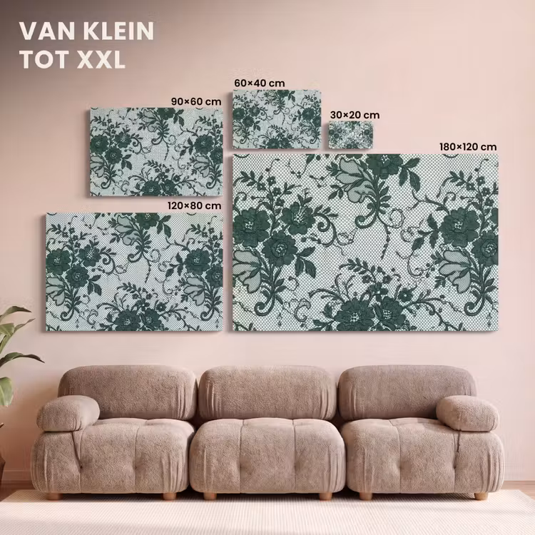 Canvas schilderij - Kant - Bloemen - Groen — 8