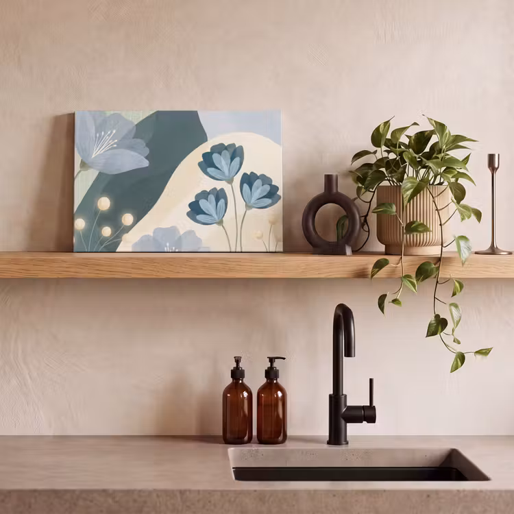 Canvas schilderij - Bloemen - Abstract - Blauw — 4