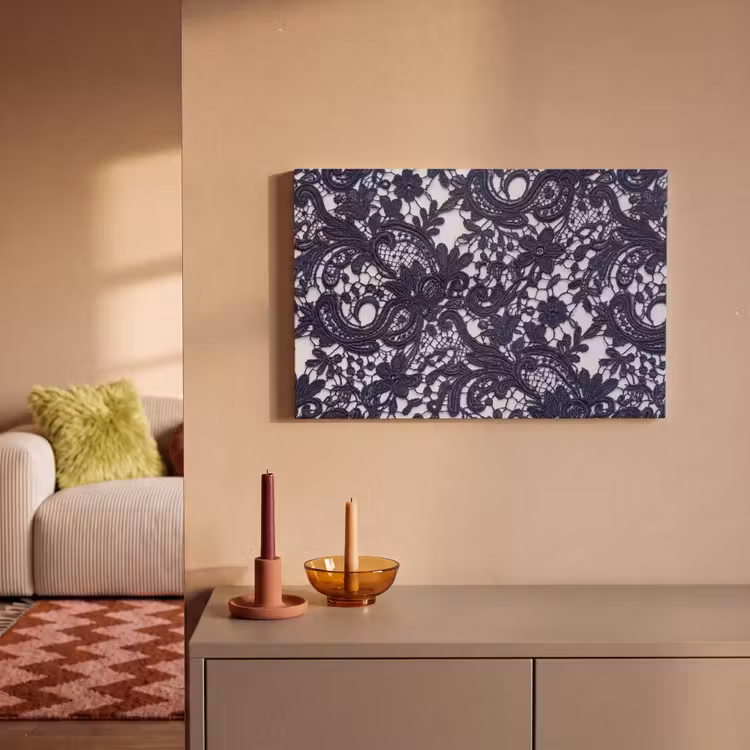 Canvas schilderij - Donkerblauwe kant - Bloemen — 2