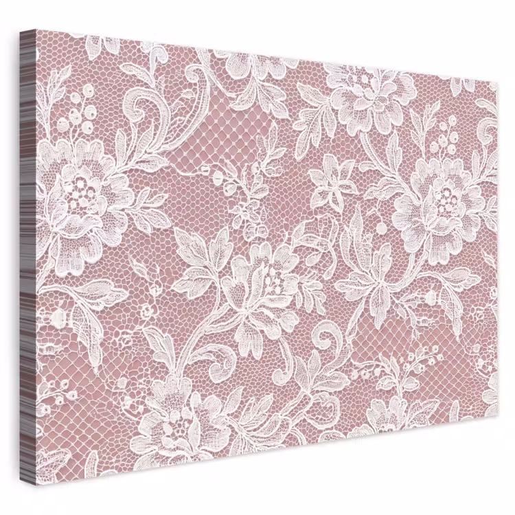 Canvas schilderij - Kant - Bloemen - Wit — 1