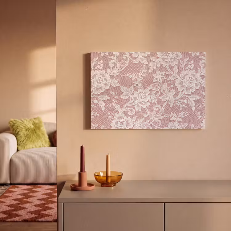 Canvas schilderij - Kant - Bloemen - Wit — 2