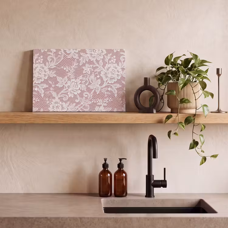 Canvas schilderij - Kant - Bloemen - Wit — 4