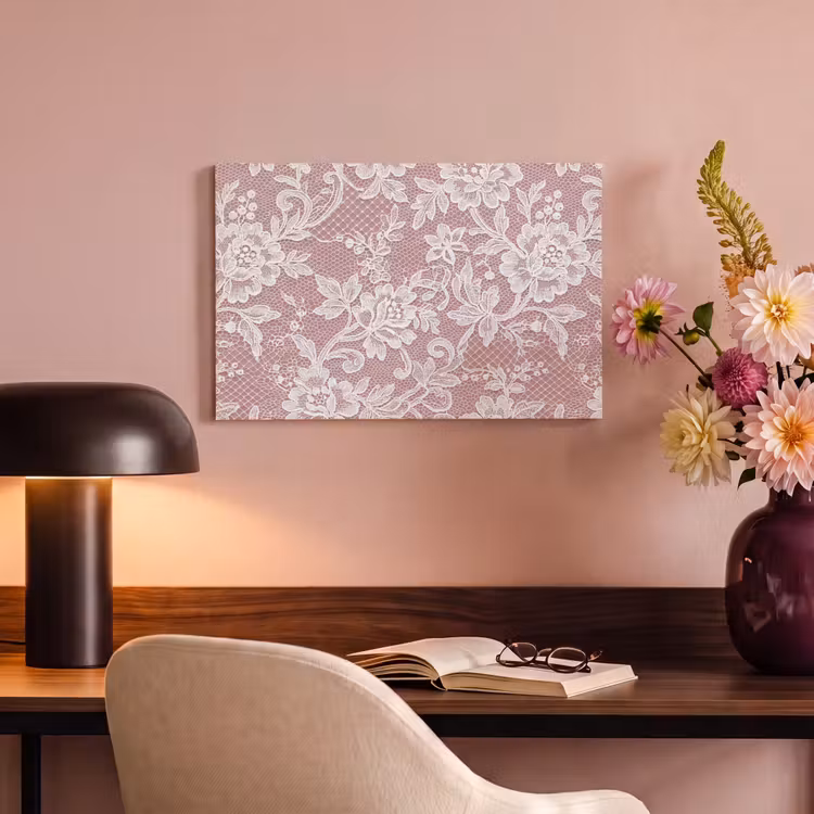 Canvas schilderij - Kant - Bloemen - Wit — 6