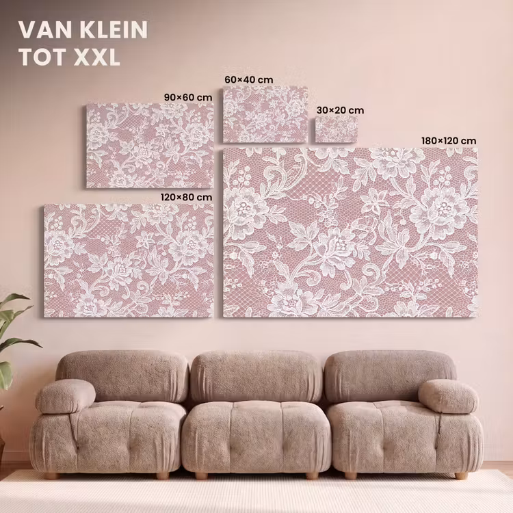Canvas schilderij - Kant - Bloemen - Wit — 8