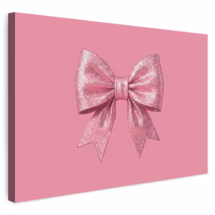 Canvas schilderij - Roze strik - Glitter