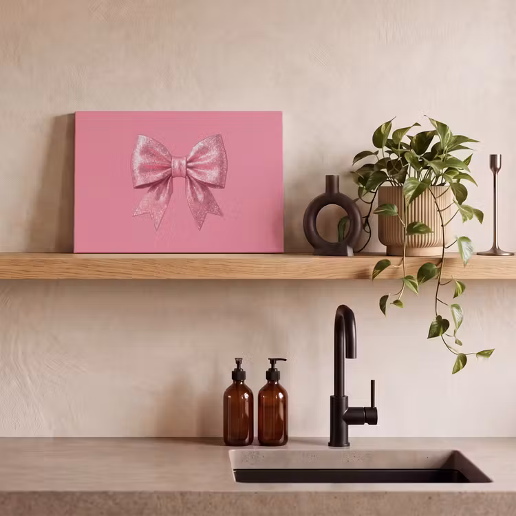 Canvas schilderij - Roze strik - Glitter — 4