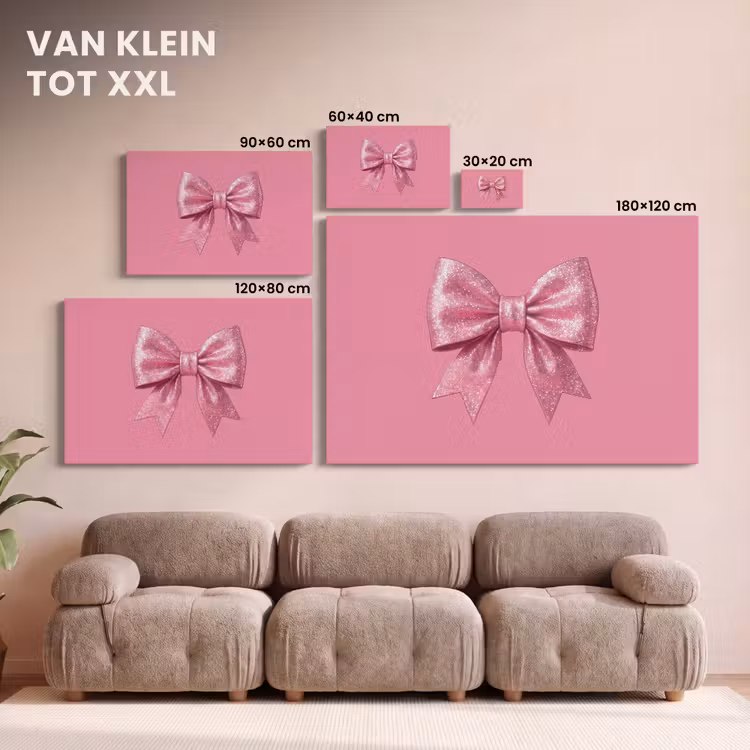 Canvas schilderij - Roze strik - Glitter — 8
