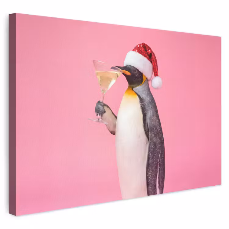 Canvas schilderij - Pinguïn - Kerst - Feest
