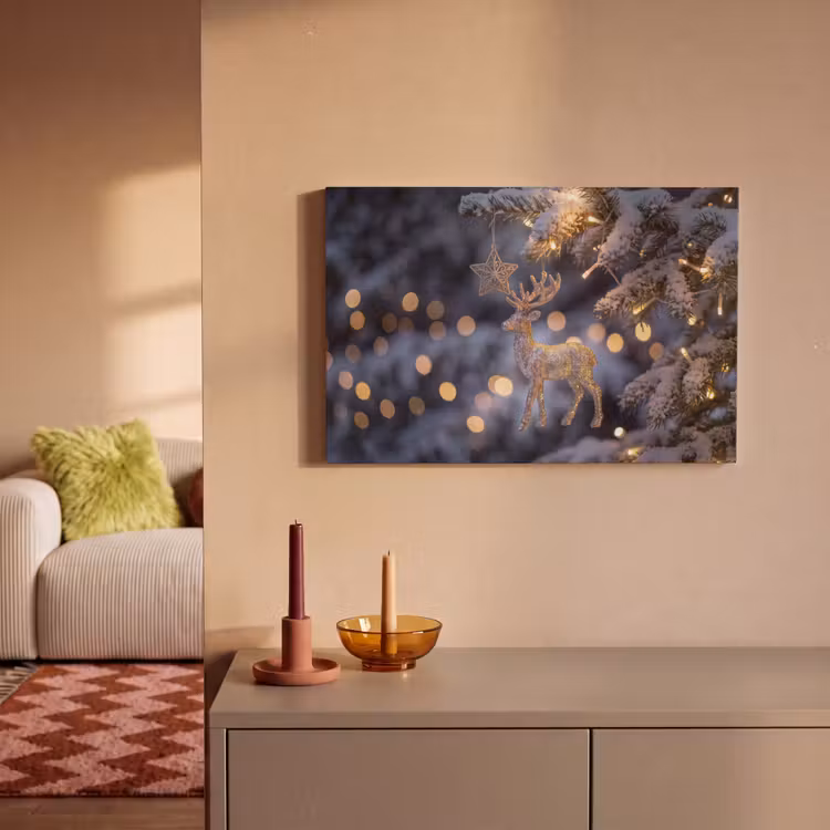 Canvas schilderij - Rendier - Kerst - Sneeuw — 2