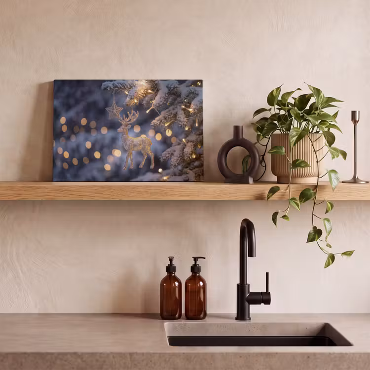 Canvas schilderij - Rendier - Kerst - Sneeuw — 4