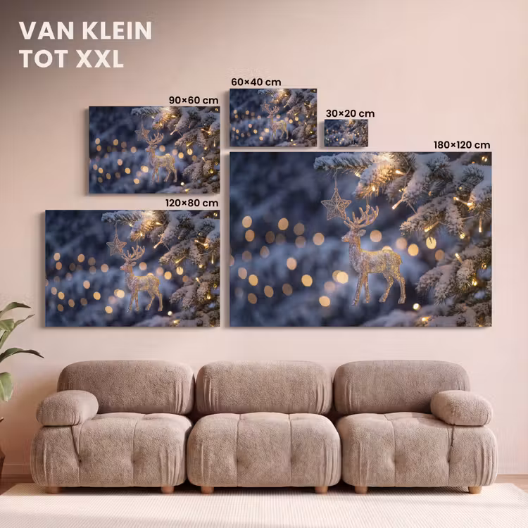 Canvas schilderij - Rendier - Kerst - Sneeuw — 8