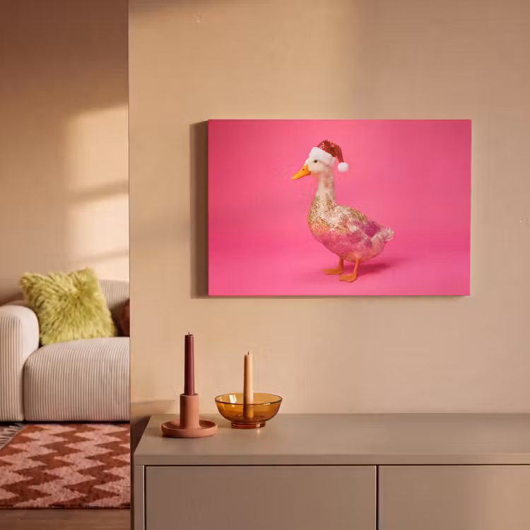 Canvas schilderij - Vogel - Kerst - Roze — 2