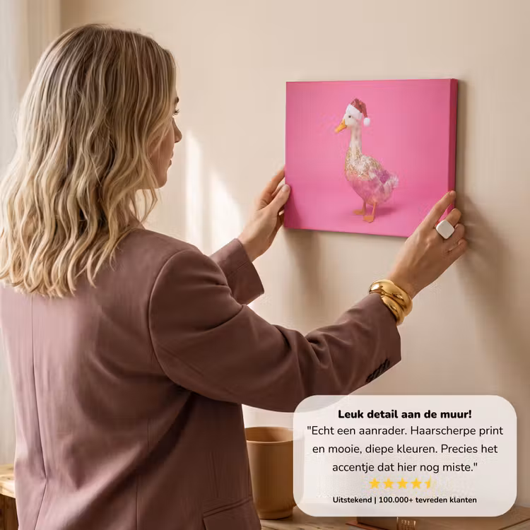 Canvas schilderij - Vogel - Kerst - Roze — 3