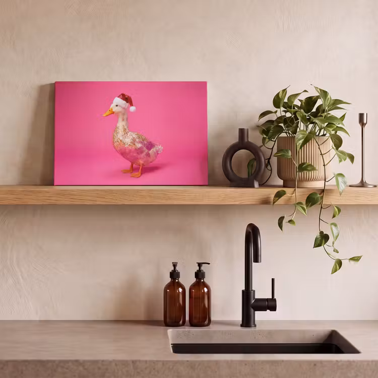 Canvas schilderij - Vogel - Kerst - Roze — 4