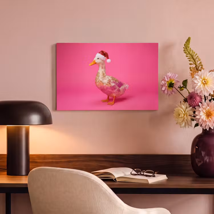 Canvas schilderij - Vogel - Kerst - Roze — 6