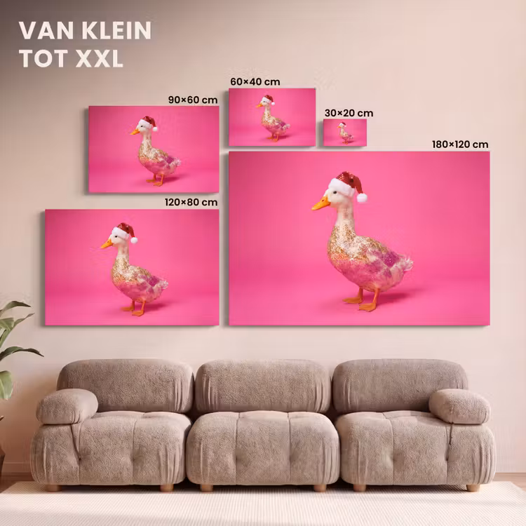 Canvas schilderij - Vogel - Kerst - Roze — 8