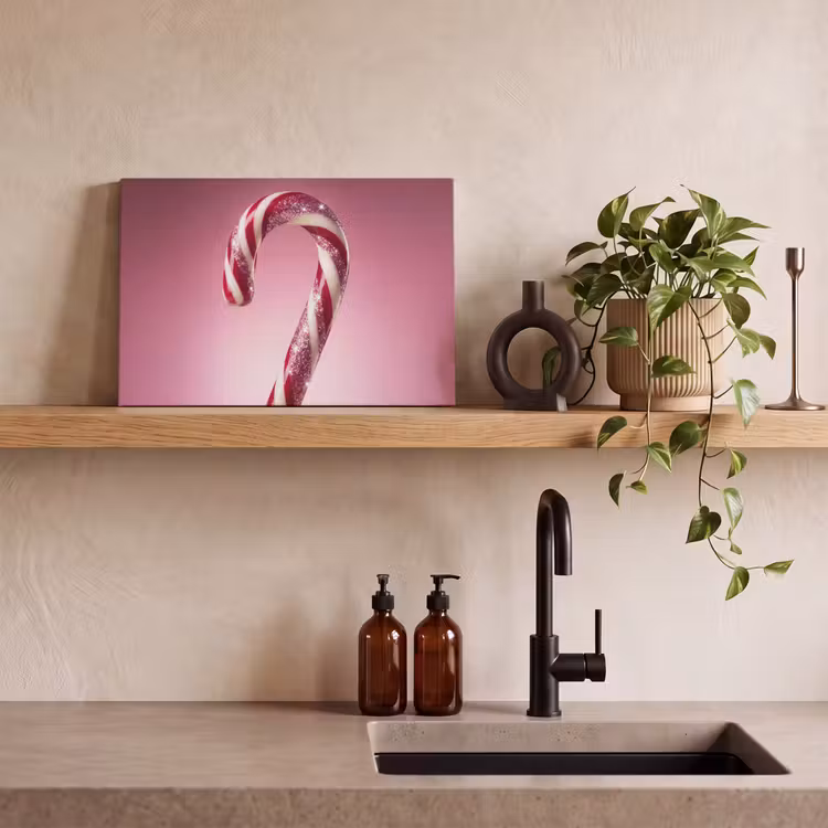 Canvas schilderij - Zuurstok - Glinsterend - Roze — 4
