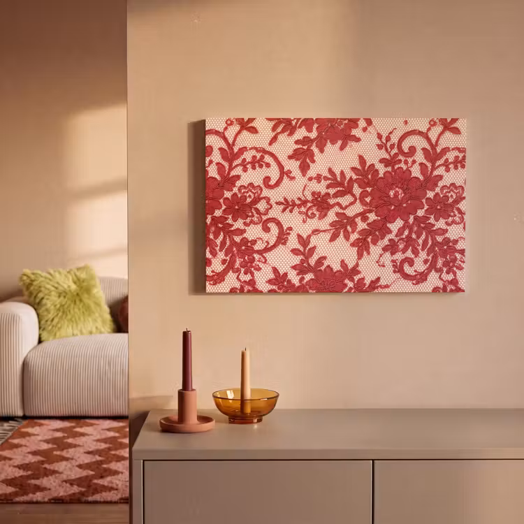 Canvas schilderij - Rode kant - Bloemen — 2