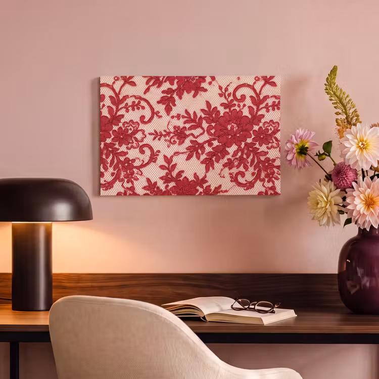 Canvas schilderij - Rode kant - Bloemen — 6
